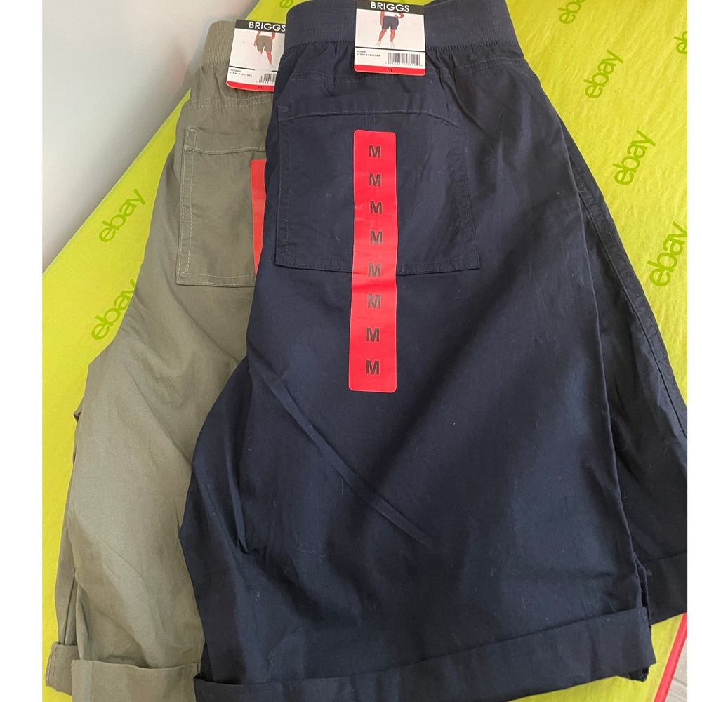 Briggs Womens 2 Pack Utility Shorts Navy Green Size M Stretch Waist Cotton Blend